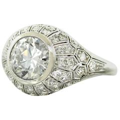 1920s Art Deco Round Diamond Platinum Engagement Ring