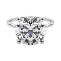 GIA 6.02ct Round Slim Band Prong Set Solitaire 18K White Gold Diamond Ring