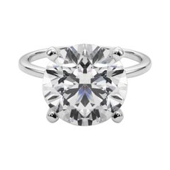 GIA 7.02ct Round Slim Band Prong Set Solitaire 18K White Gold Diamond Ring
