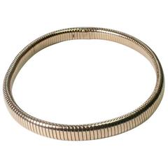 Gaspipe Circa 1940s Gold Tube Choker Necklace