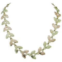 1950s Tiffany & Co. Pink and Yellow Gold Leaf Necklace