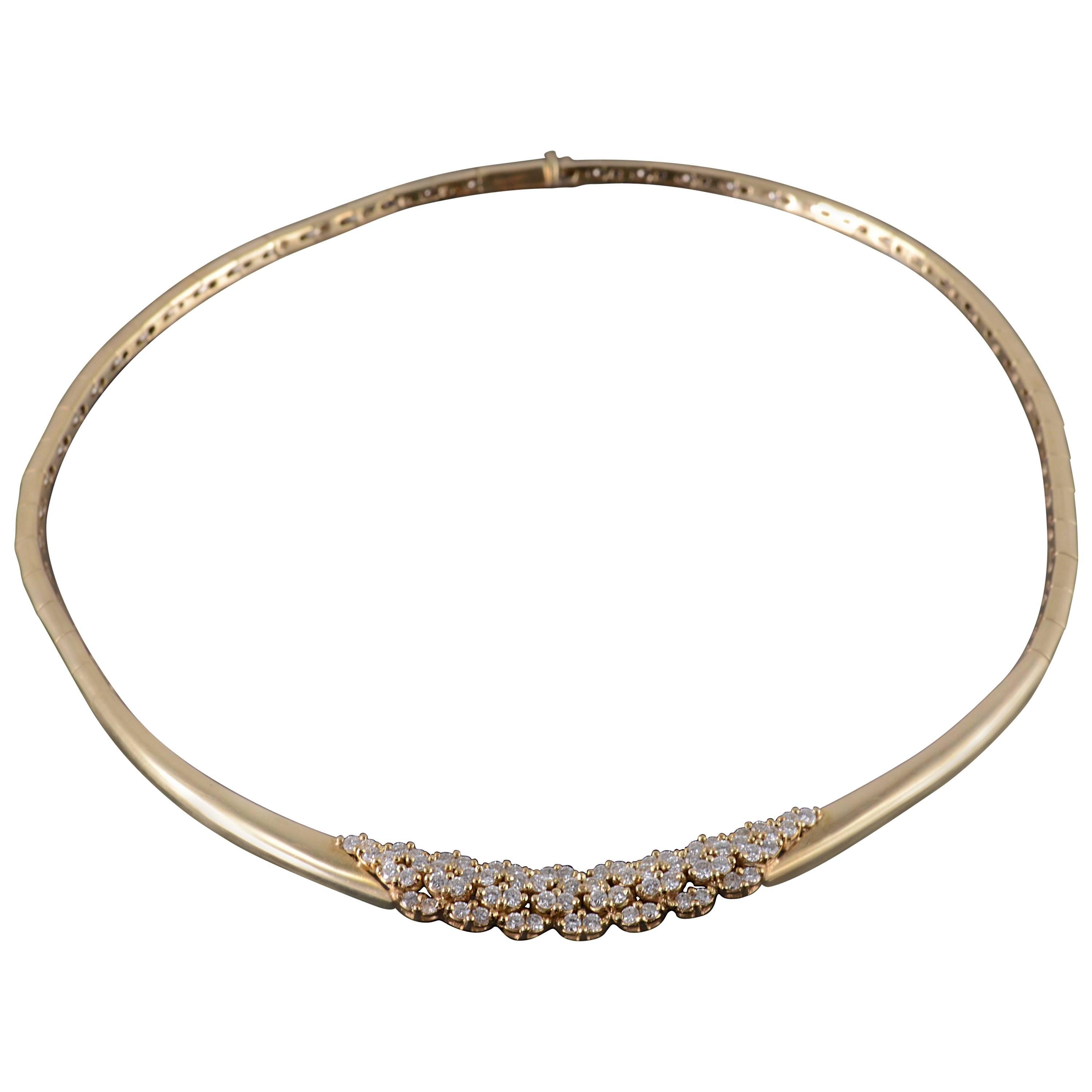 2.04 Carat Diamond Omega Link Heavy Choker Necklace For Sale