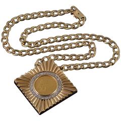 1909 United States Gold Coin Diamond Bezel Necklace 14 Karat Gold 3