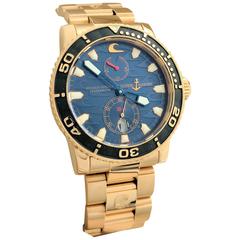 Used Ulysse Nardin Rose Gold Maxi Marine Blue Surf self-winding Wristwatch Ref 266-36