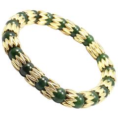 Vintage Tiffany & Co. Jade Bead Yellow Gold Link Bracelet