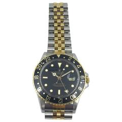 Rolex Yellow Gold Stainless Steel Oyster Perpetual GMT Master Wristwatch, 1980s