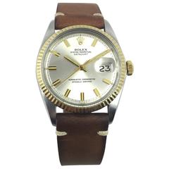 Rolex Yellow Gold Steel Oyster Perpetual Wide Boy Dial Automatic Wristwatch