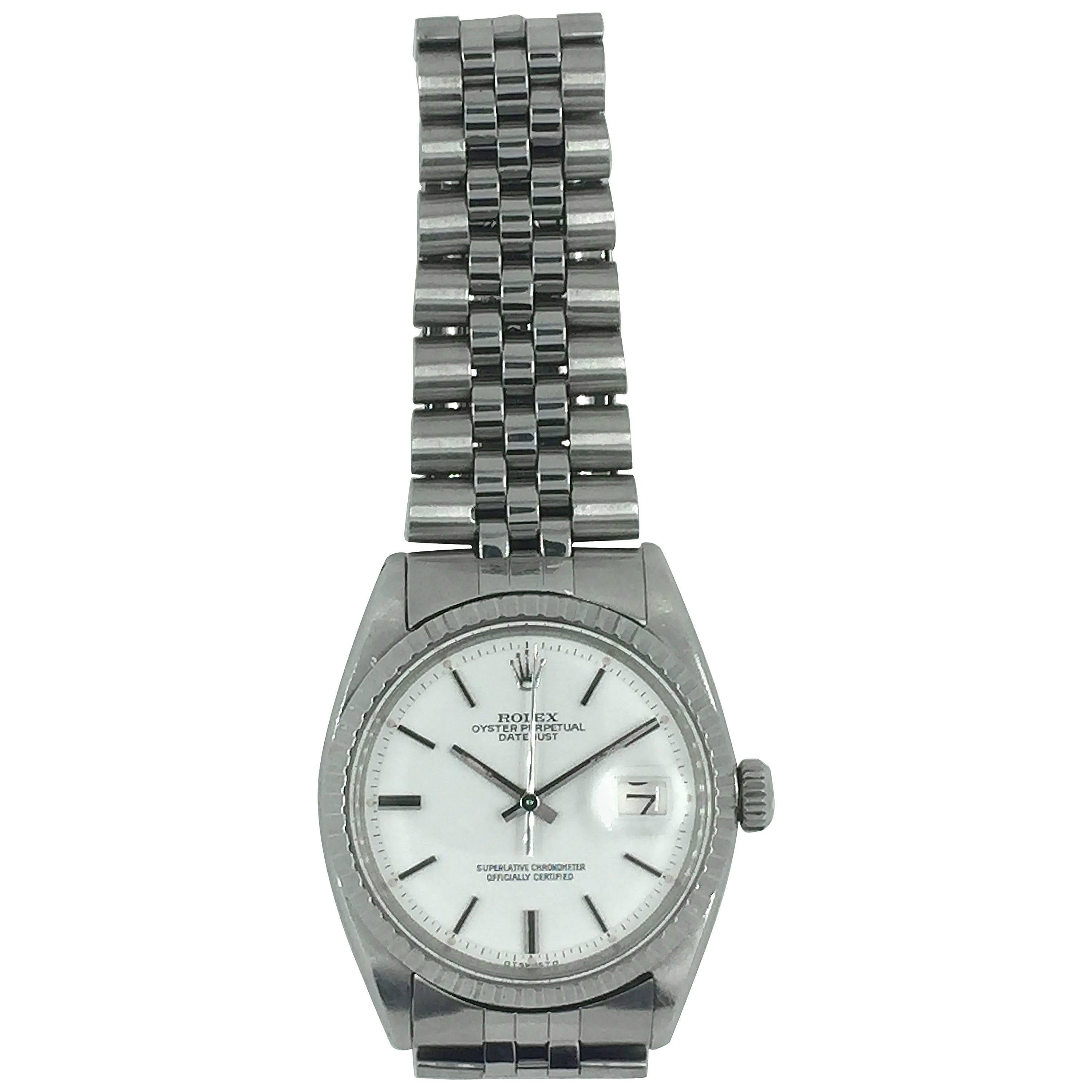 Rolex Stainless Steel Snow White Oyster Perpetual Datejust Automatic Wristwatch