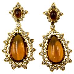 Marilyn F. Cooperman Honey Citrine Diamond Pendeloque Earrings 11