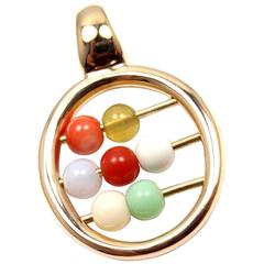 Hermes Abacus Bead Yellow Gold Charm Pendant 5