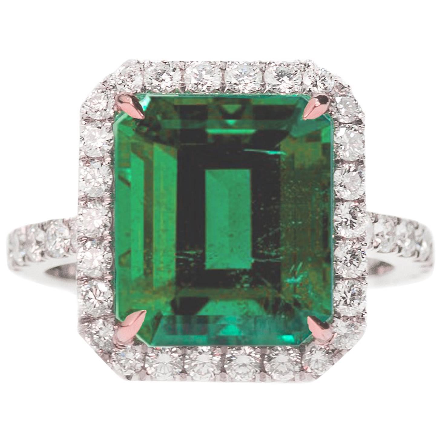 AGL Certified Colombian Emerald Gold Ring