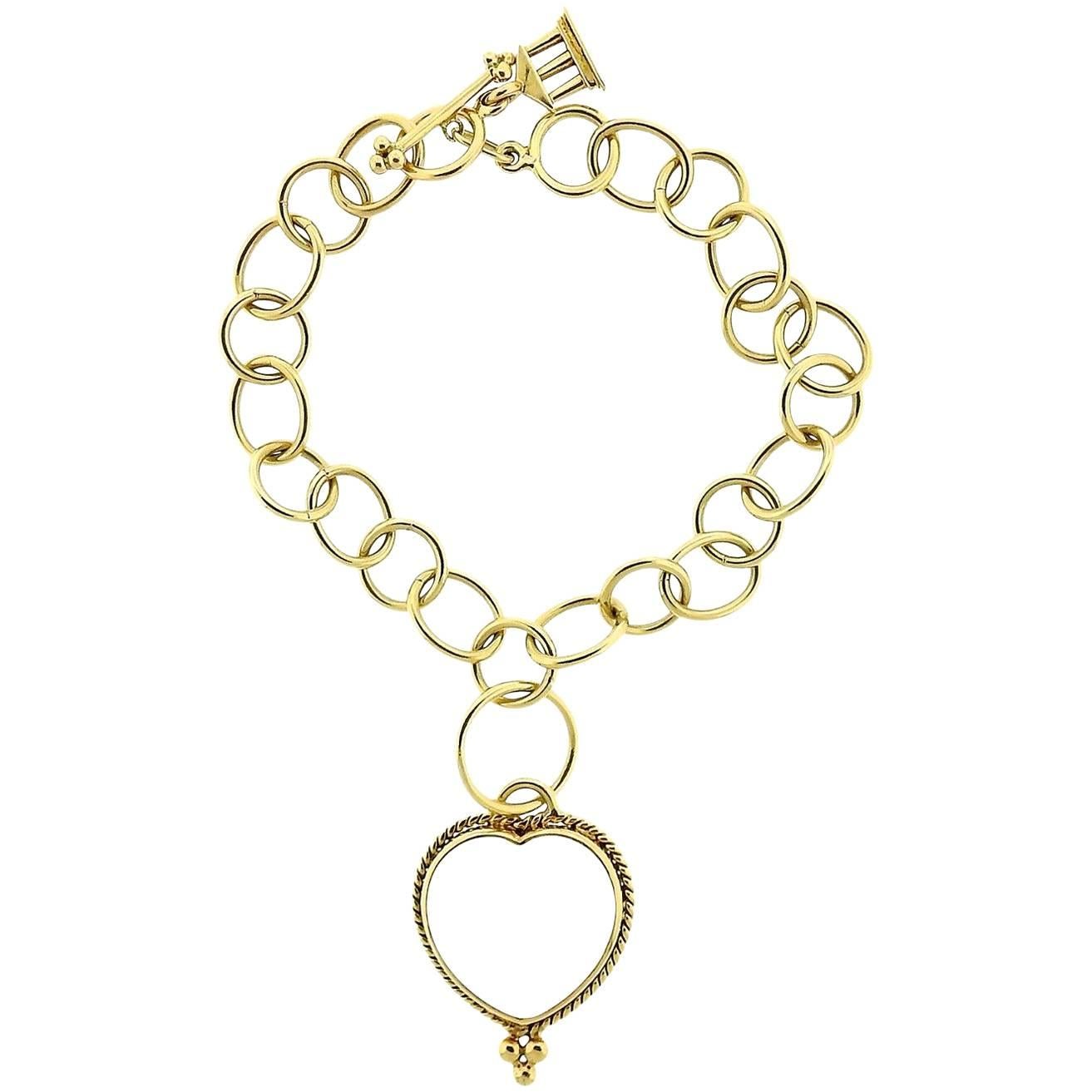 Temple St. Clair Gold Crystal Heart Charm Bracelet