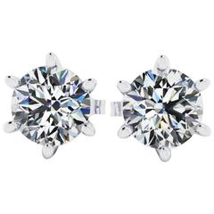 Ferrucci GIA Certified 2.02 Carat Round Diamond Platinum Earstuds 7