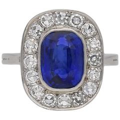 Natural Burmese Sapphire and Diamond Coronet Cluster Ring, circa 1940 2
