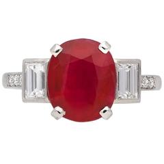 Art Deco Pigeon Blood Burmese Ruby and Diamond Ring, circa 1935 11