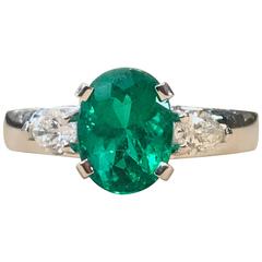 Emerald and Diamonds White Gold Ring 8