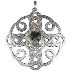 Antique Scottish Silver Pendant Citrine Stone Celtic