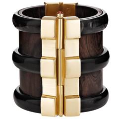 Fouche Horn Emerald Wood Cuff Bracelet