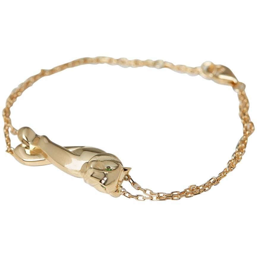 Cartier Tsavorite Garnet Yellow Gold Panthère Bracelet