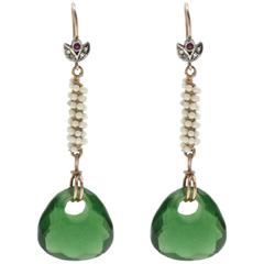 Gold and Silver Little Pearl Dangle Earrings 11