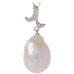 Fie Liu Whispering Baroque Pearl Diamond White Gold Pendant 12