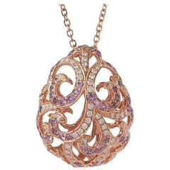 Fei Liu Whispering 18 Carat Rose Gold Diamond and Amethyst Large Tear Pendant 10