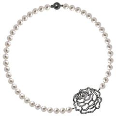Fei Liu Rose Sterling Silver Pearl Necklace