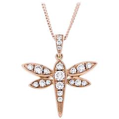 0.33 Carat Diamond Rose Gold Dragonfly Pendant