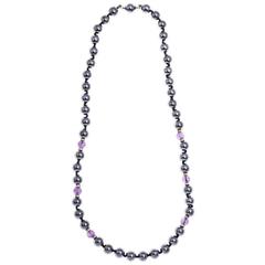 Hematite and Amethyst Bead Necklace
