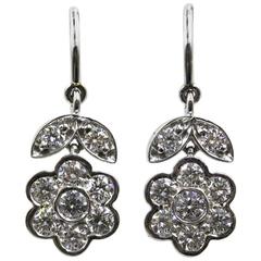 Tiffany & Co. Diamond Platinum Floral Drop Earrings