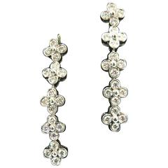 Tiffany & Co. Lace Collection Diamond Platinum Long Drop Post Earrings