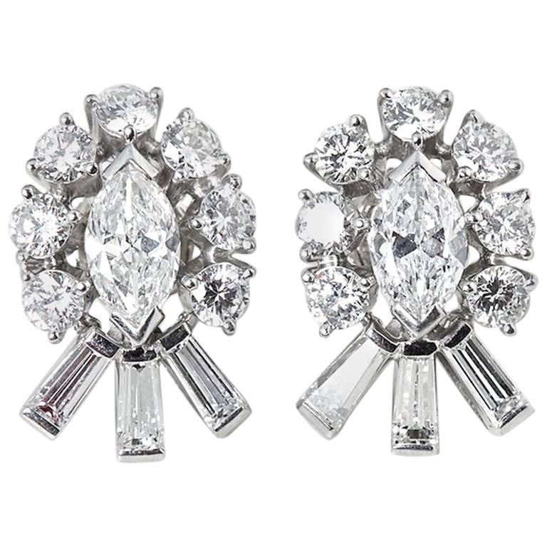 Tiffany & Co. 2.70 Carat Diamond Palladium Stud Earrings