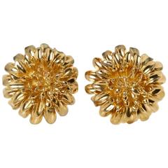Tiffany & Co. Yellow Gold Chrysanthemum Earrings 2