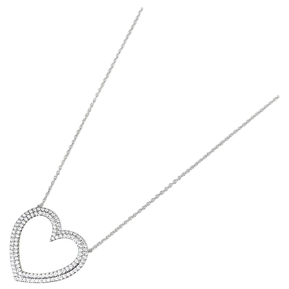 Tiffany & Co. Diamond Heart Platinum Metro Necklace