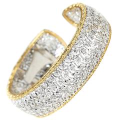 Buccellati 5.00 Carat Diamond White and Yellow Gold Cuff Bracelet 7