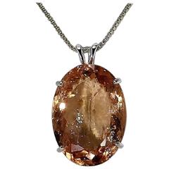 Oval Peach Morganite Pendant in Sterling Silver 7