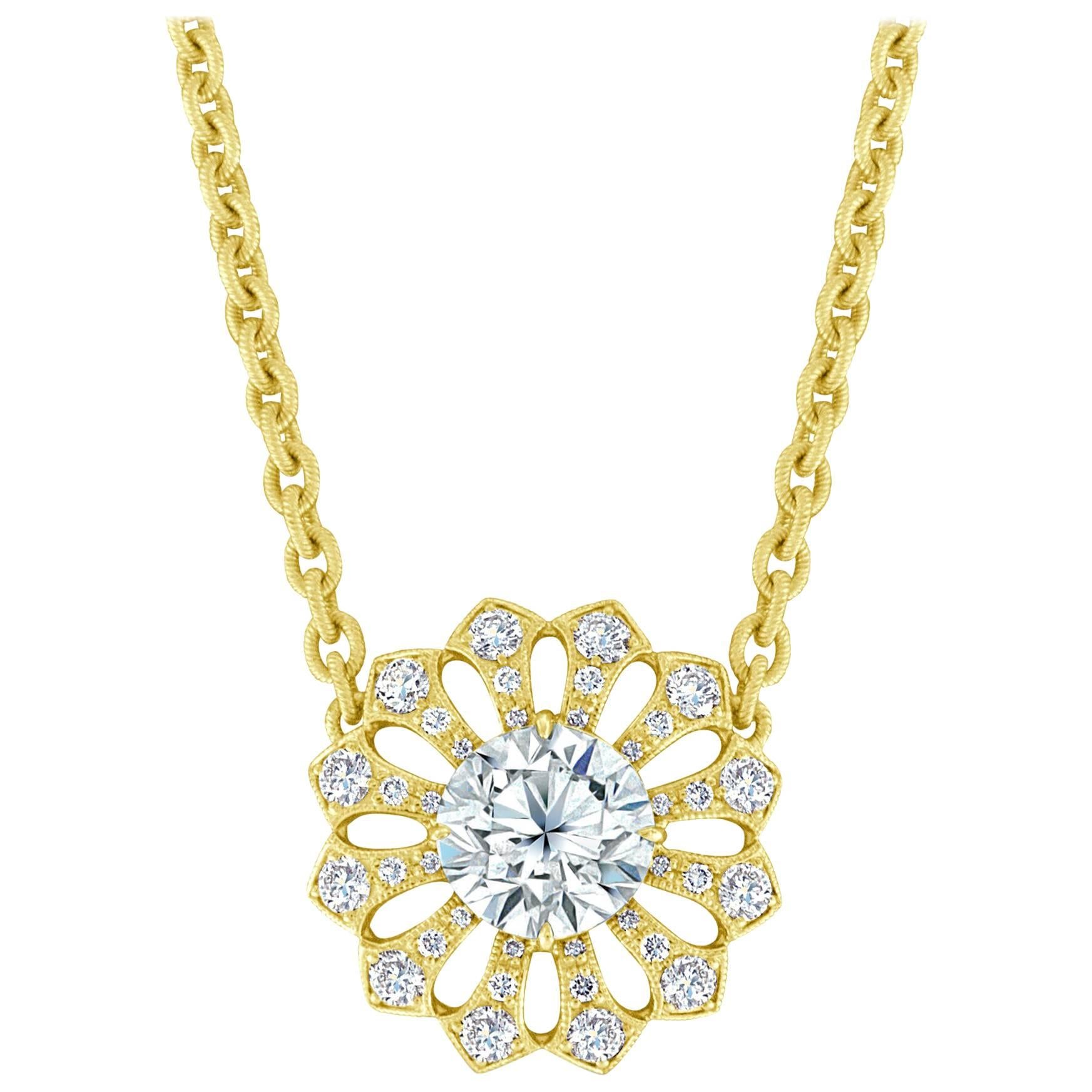Bez Ambar GIA Certified Diamond Sunflower Necklace