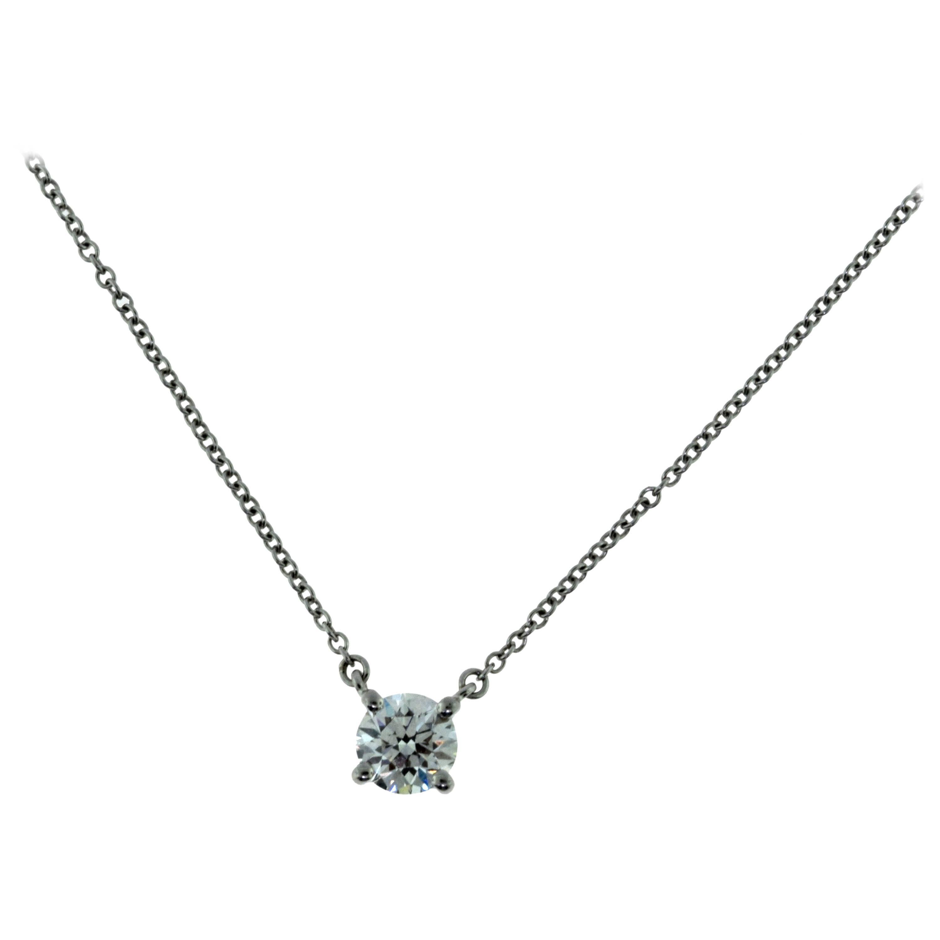 Tiffany & Co. Solitaire Diamond Pendant Necklace For Sale