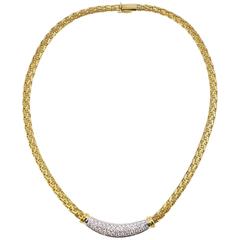 Roberto Coin Yellow Gold Pave Diamond Yellow Gold Woven Silk Necklace 10