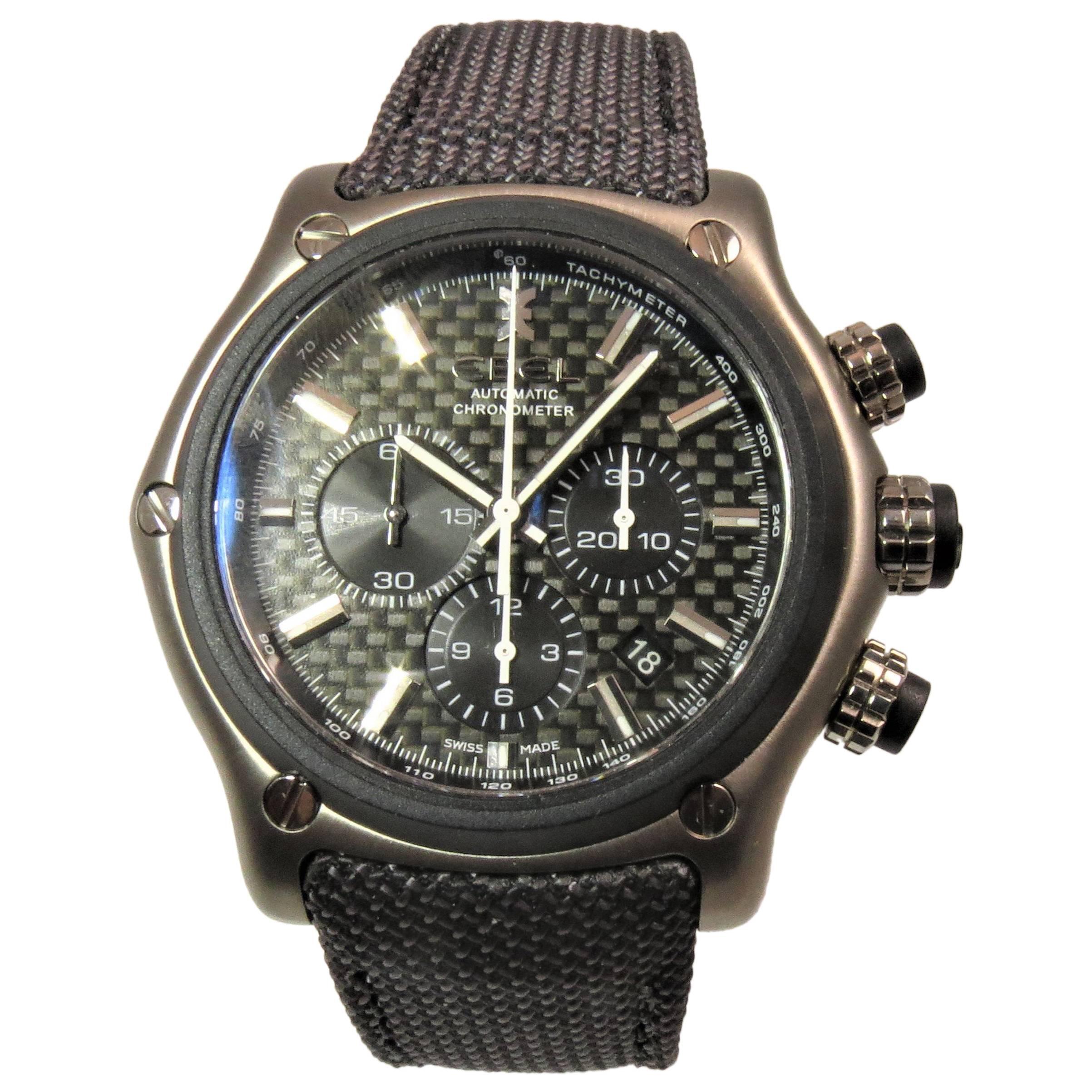 Ebel Titanium Chronograph Strap Deployant Buckle Automatic Wristwatch For Sale