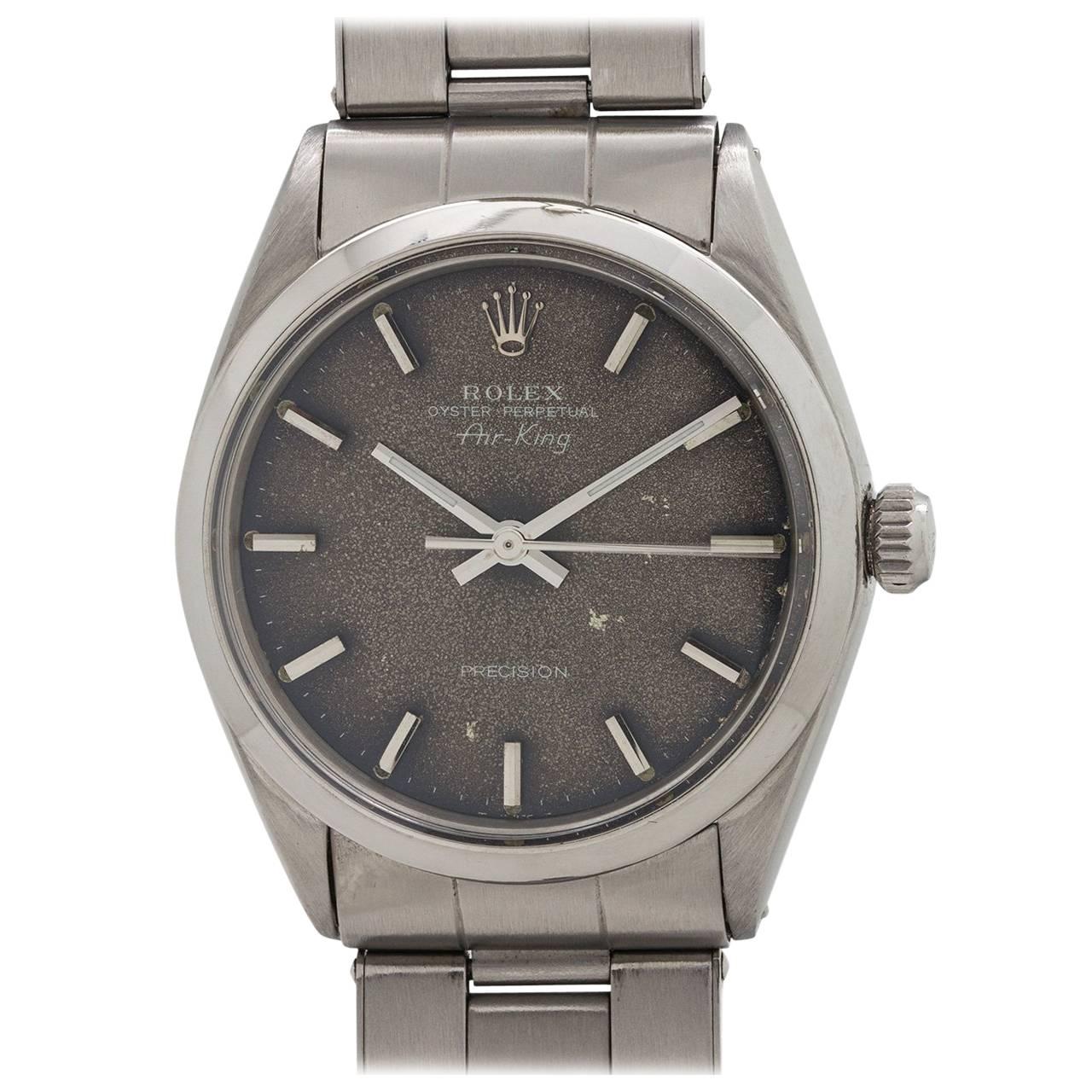 Rolex Stainless Steel Oyster Perpetual Tropical Dial Airking Wristwatch