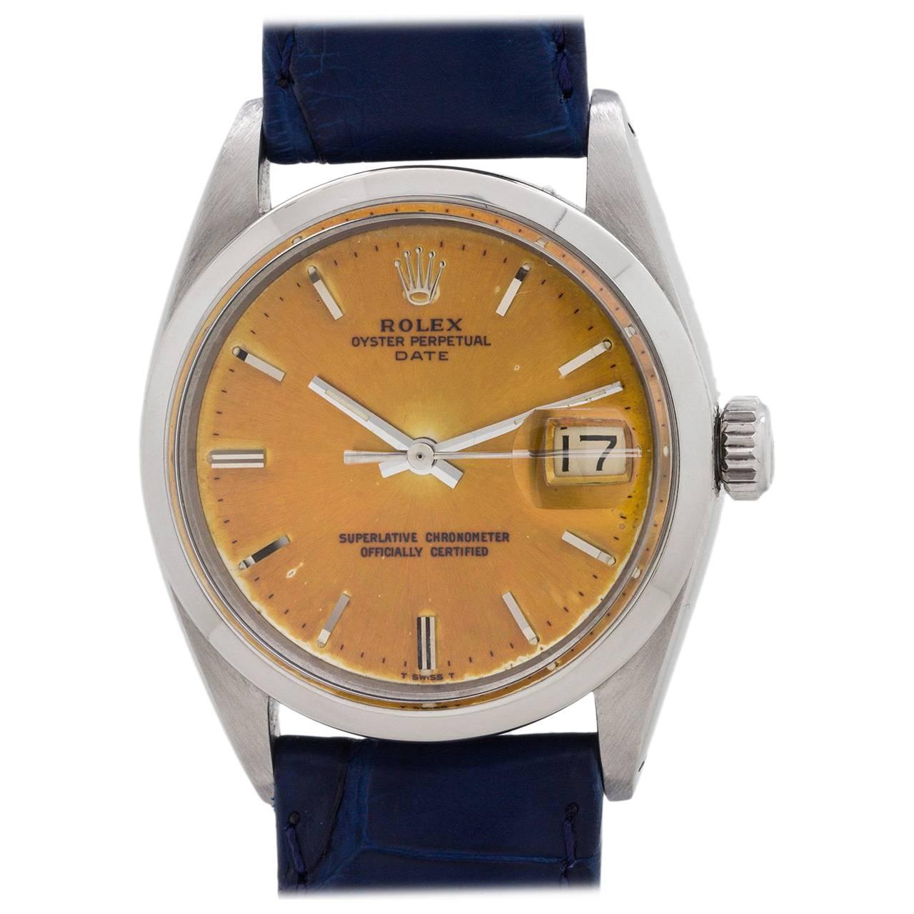Rolex Stainless Steel Oyster Perpetual Date Wristwatch Model 1500, circa 1965
