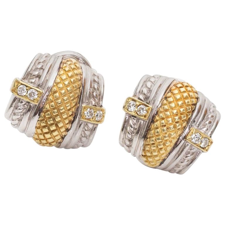 Judith Ripka Sterling Silver Diamond Gold Earrings At 1stdibs Judith Ripka Sterling Silver Diamond Gold Earrings For