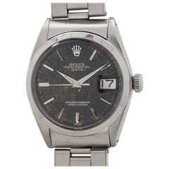 Rolex Stainless Steel Oyster Perpetual Date Tropical Gilt Dial Wristwatch 6