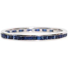 Vintage 1950s Sapphire White Gold Eternity Band Ring