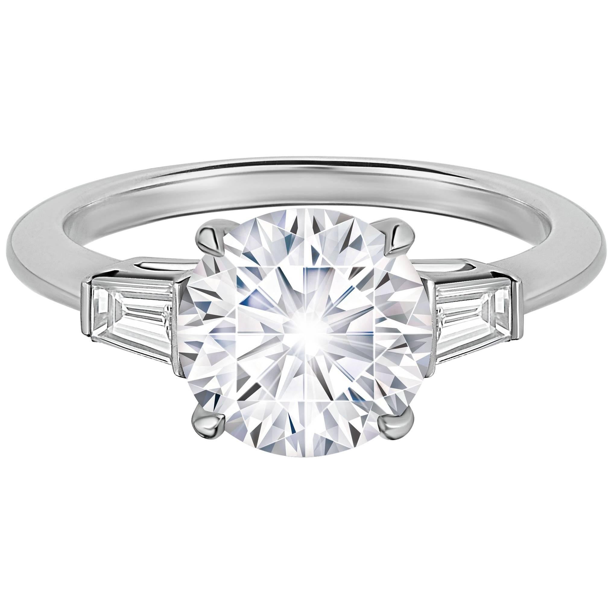 Marisa Perry Three Stone Engagement Ring in Platinum For Sale