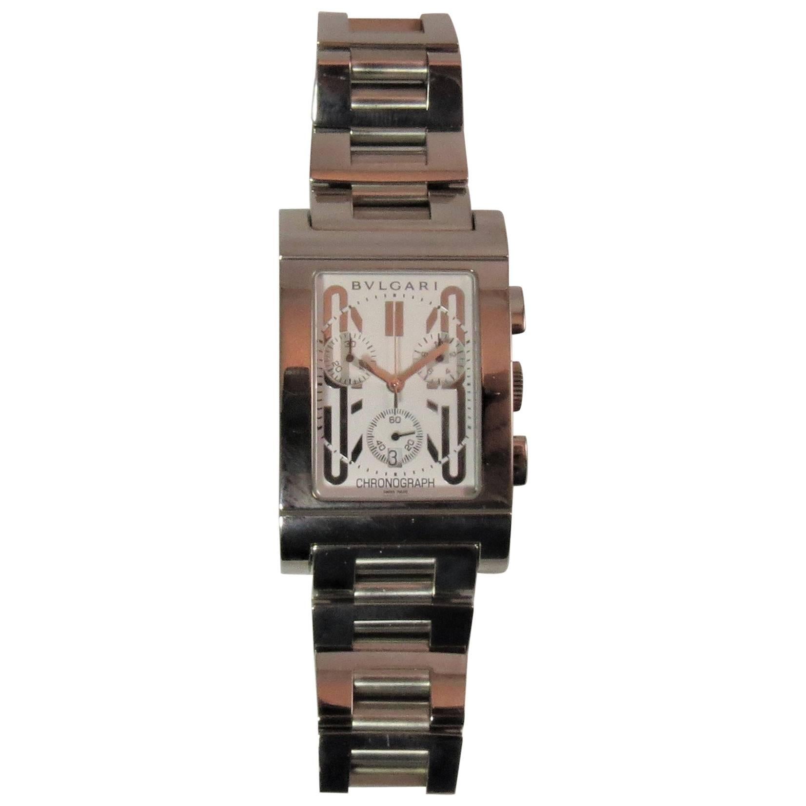 Bulgari Ladies Rettanglo Chronograph Quartz Bracelet Wristwatch, Brand new For Sale
