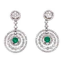 Emilio Jewelry, boucles d'oreilles en diamants et émeraudes de 3,12 carats