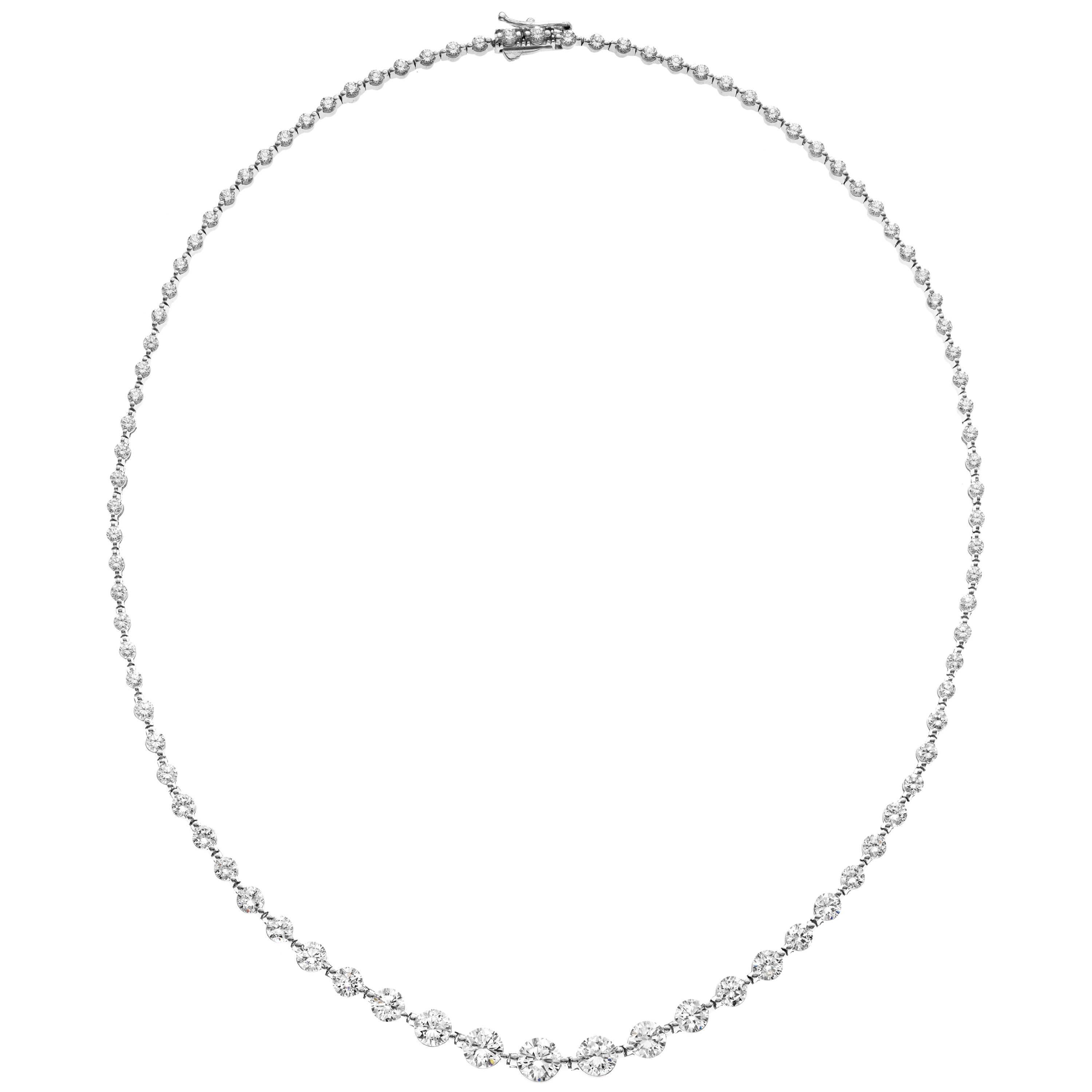 Emilio, Signature Single Prong Graduating Diamond Riviere Necklace