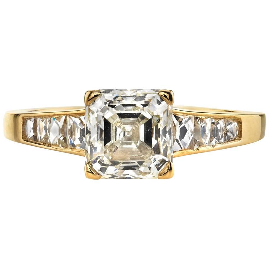Asscher Cut Diamond Yellow Gold Engagement Ring